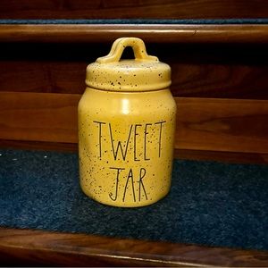 Rae Dunn mini “tweet” jar. Light yellow colour.